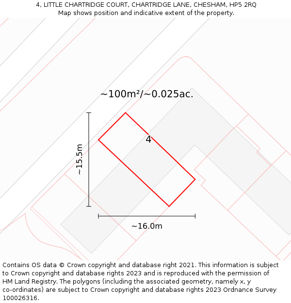 4, LITTLE CHARTRIDGE COURT, CHARTRIDGE LANE, CHESHAM, HP5 2RQ: Plot and title map