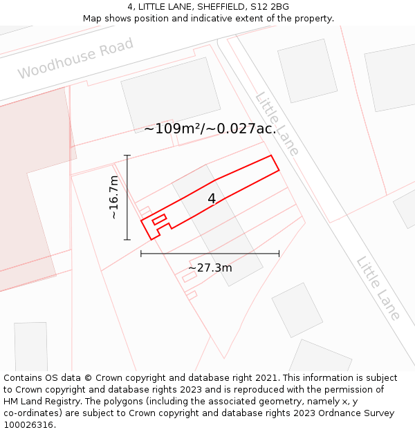 4, LITTLE LANE, SHEFFIELD, S12 2BG: Plot and title map