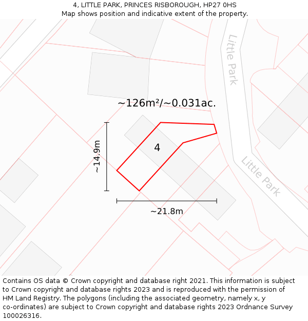 4, LITTLE PARK, PRINCES RISBOROUGH, HP27 0HS: Plot and title map