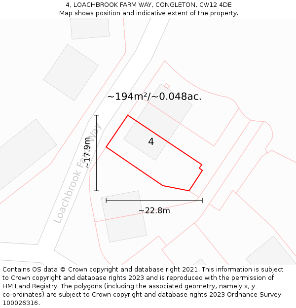 4, LOACHBROOK FARM WAY, CONGLETON, CW12 4DE: Plot and title map
