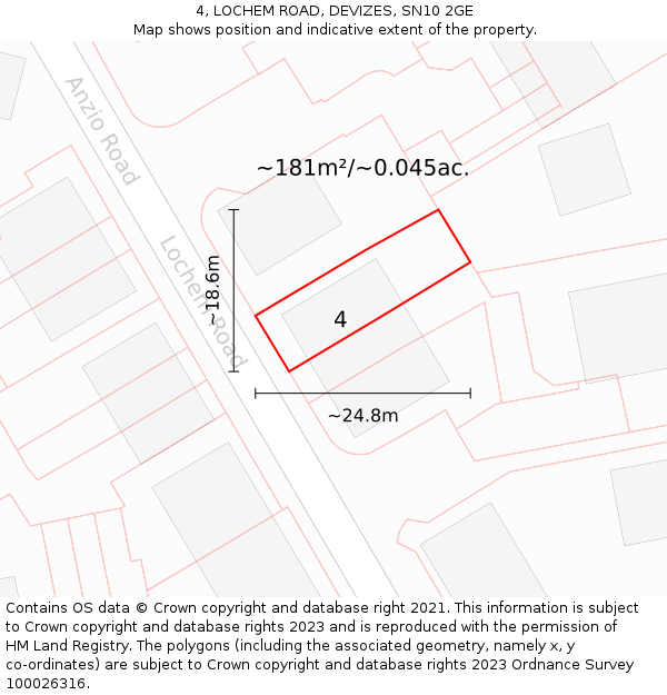 4, LOCHEM ROAD, DEVIZES, SN10 2GE: Plot and title map