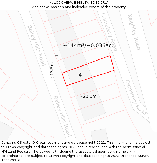 4, LOCK VIEW, BINGLEY, BD16 2RW: Plot and title map
