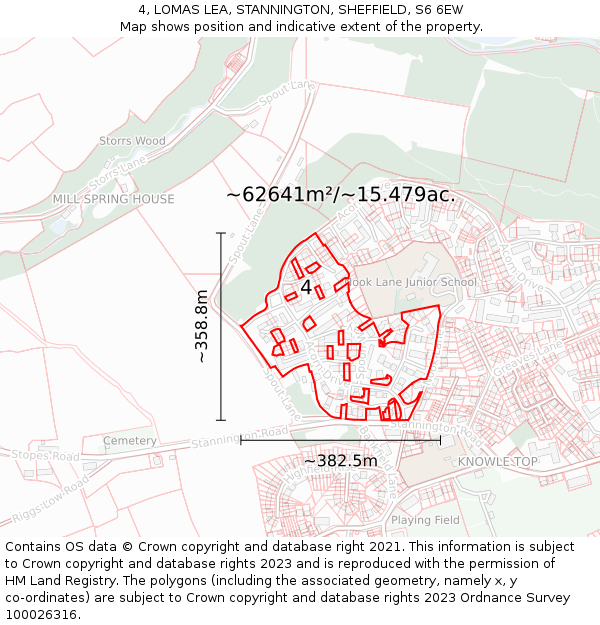 4, LOMAS LEA, STANNINGTON, SHEFFIELD, S6 6EW: Plot and title map