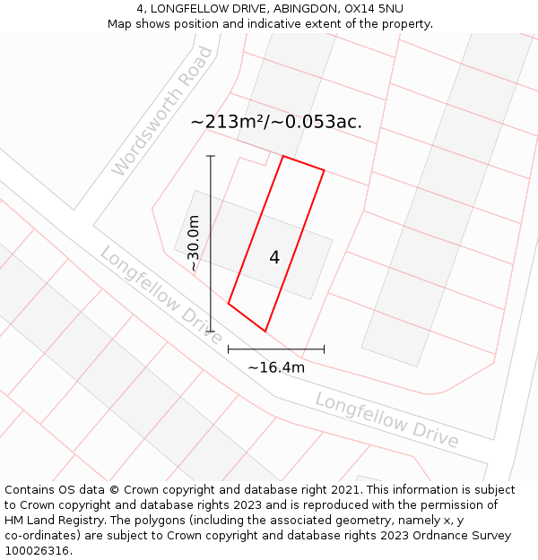 4, LONGFELLOW DRIVE, ABINGDON, OX14 5NU: Plot and title map
