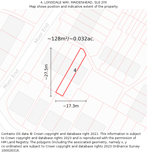 4, LONSDALE WAY, MAIDENHEAD, SL6 2YX: Plot and title map