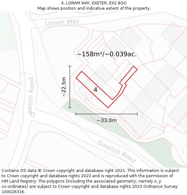 4, LORAM WAY, EXETER, EX2 8GG: Plot and title map