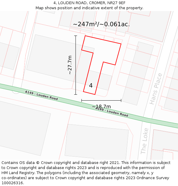 4, LOUDEN ROAD, CROMER, NR27 9EF: Plot and title map