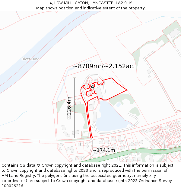 4, LOW MILL, CATON, LANCASTER, LA2 9HY: Plot and title map