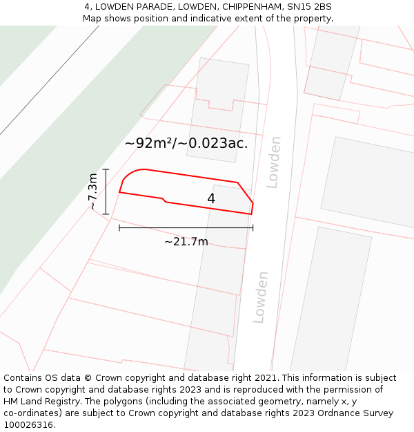 4, LOWDEN PARADE, LOWDEN, CHIPPENHAM, SN15 2BS: Plot and title map