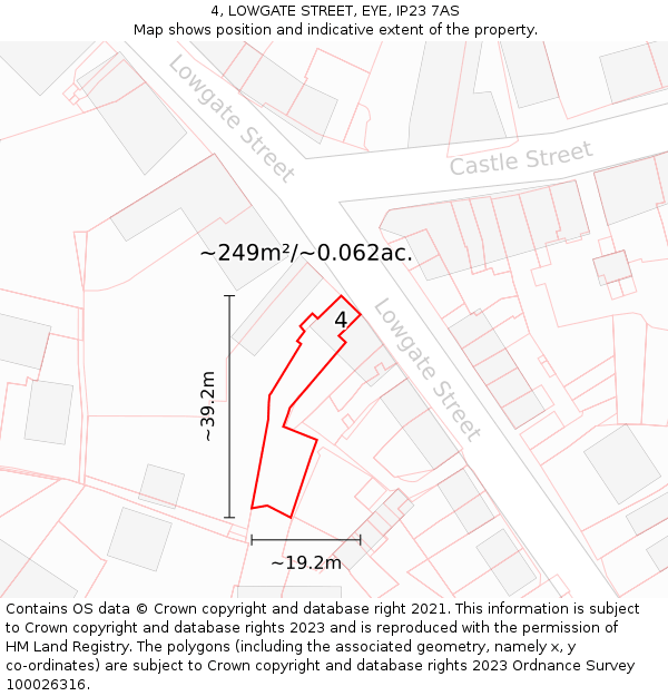 4, LOWGATE STREET, EYE, IP23 7AS: Plot and title map