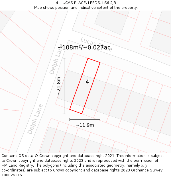 4, LUCAS PLACE, LEEDS, LS6 2JB: Plot and title map