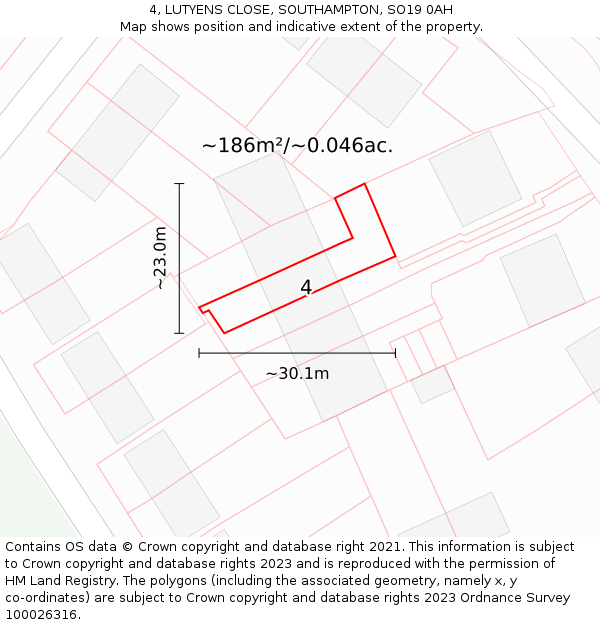 4, LUTYENS CLOSE, SOUTHAMPTON, SO19 0AH: Plot and title map