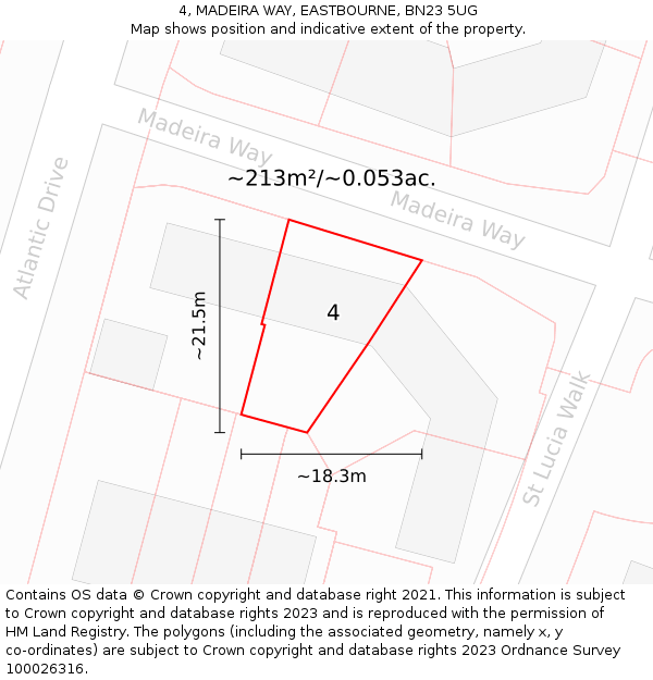 4, MADEIRA WAY, EASTBOURNE, BN23 5UG: Plot and title map