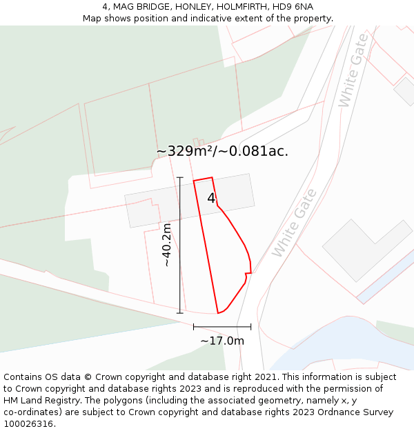 4, MAG BRIDGE, HONLEY, HOLMFIRTH, HD9 6NA: Plot and title map