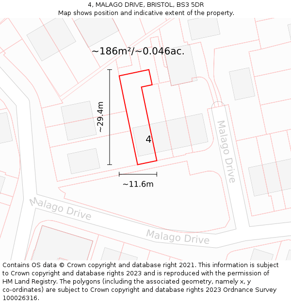 4, MALAGO DRIVE, BRISTOL, BS3 5DR: Plot and title map