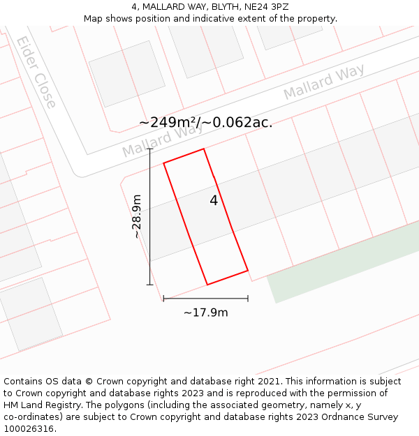 4, MALLARD WAY, BLYTH, NE24 3PZ: Plot and title map