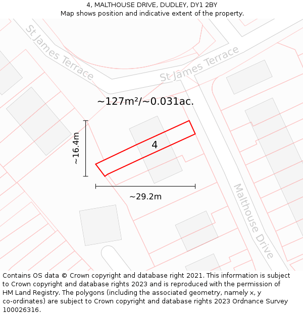 4, MALTHOUSE DRIVE, DUDLEY, DY1 2BY: Plot and title map