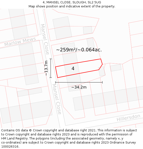 4, MANSEL CLOSE, SLOUGH, SL2 5UG: Plot and title map