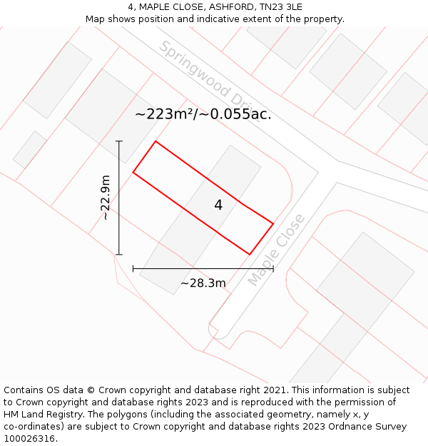 4, MAPLE CLOSE, ASHFORD, TN23 3LE: Plot and title map