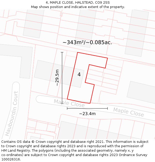 4, MAPLE CLOSE, HALSTEAD, CO9 2SS: Plot and title map
