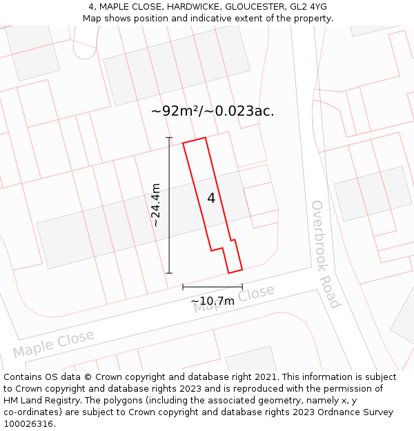 4, MAPLE CLOSE, HARDWICKE, GLOUCESTER, GL2 4YG: Plot and title map