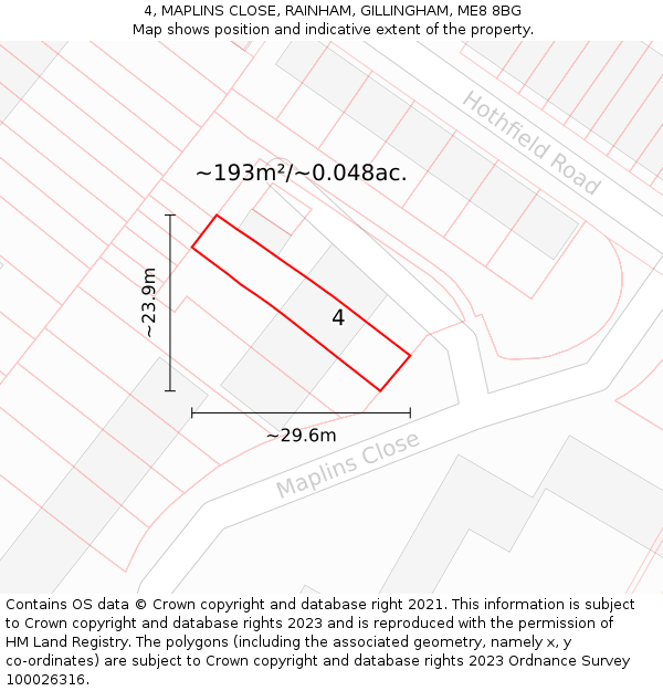 4, MAPLINS CLOSE, RAINHAM, GILLINGHAM, ME8 8BG: Plot and title map