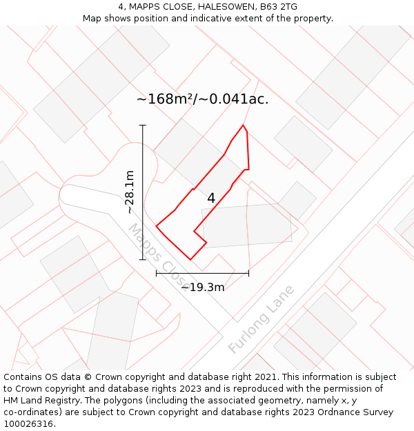 4, MAPPS CLOSE, HALESOWEN, B63 2TG: Plot and title map