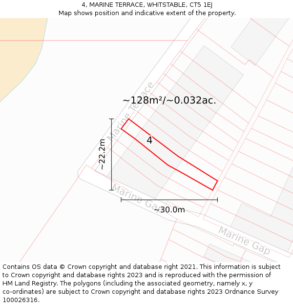 4, MARINE TERRACE, WHITSTABLE, CT5 1EJ: Plot and title map