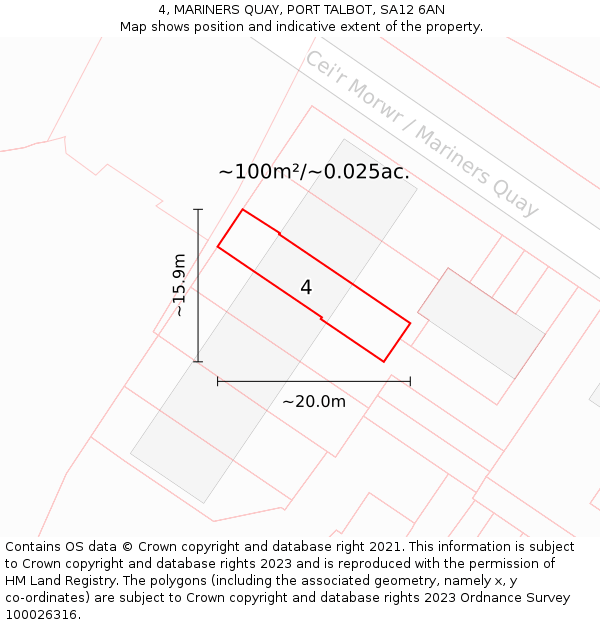4, MARINERS QUAY, PORT TALBOT, SA12 6AN: Plot and title map