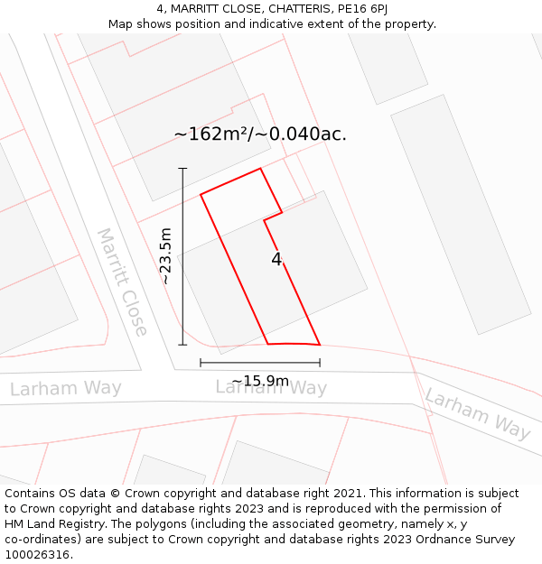4, MARRITT CLOSE, CHATTERIS, PE16 6PJ: Plot and title map