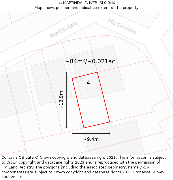 4, MARTINDALE, IVER, SL0 0HX: Plot and title map