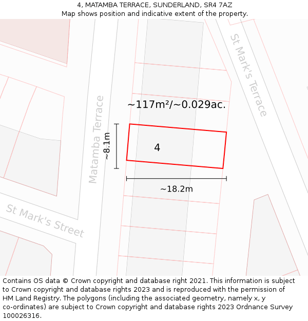 4, MATAMBA TERRACE, SUNDERLAND, SR4 7AZ: Plot and title map