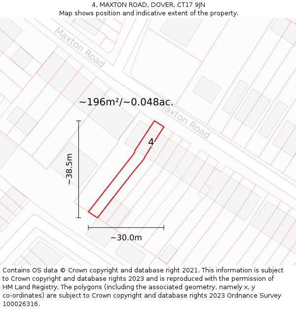 4, MAXTON ROAD, DOVER, CT17 9JN: Plot and title map