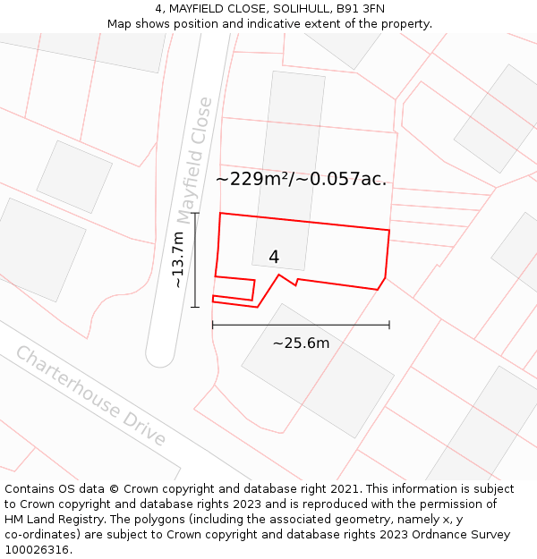 4, MAYFIELD CLOSE, SOLIHULL, B91 3FN: Plot and title map
