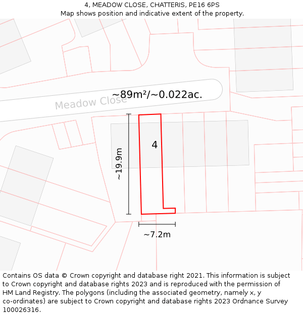 4, MEADOW CLOSE, CHATTERIS, PE16 6PS: Plot and title map