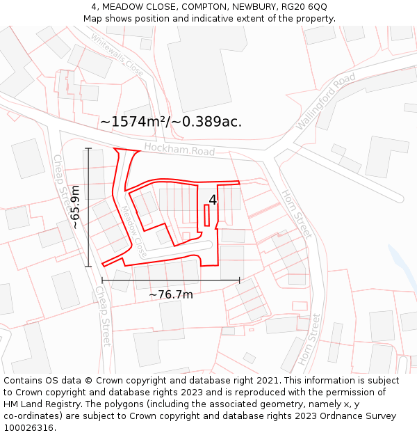 4, MEADOW CLOSE, COMPTON, NEWBURY, RG20 6QQ: Plot and title map