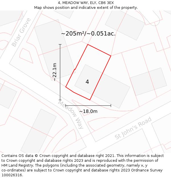 4, MEADOW WAY, ELY, CB6 3EX: Plot and title map
