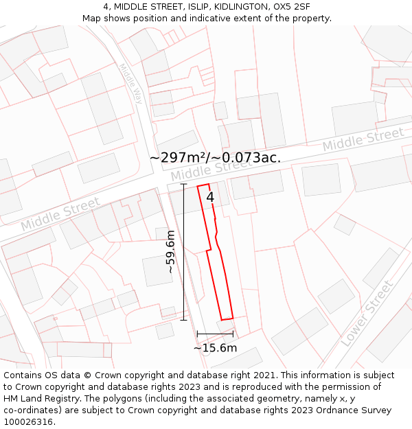 4, MIDDLE STREET, ISLIP, KIDLINGTON, OX5 2SF: Plot and title map