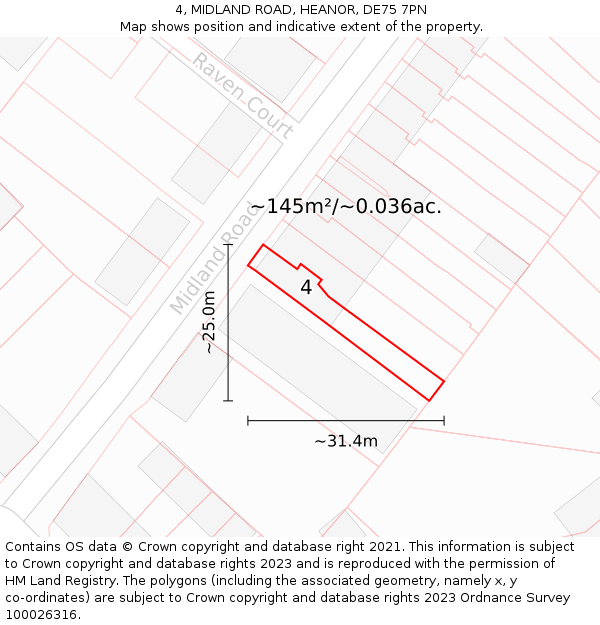 4, MIDLAND ROAD, HEANOR, DE75 7PN: Plot and title map