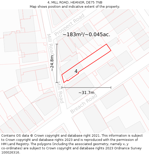4, MILL ROAD, HEANOR, DE75 7NB: Plot and title map