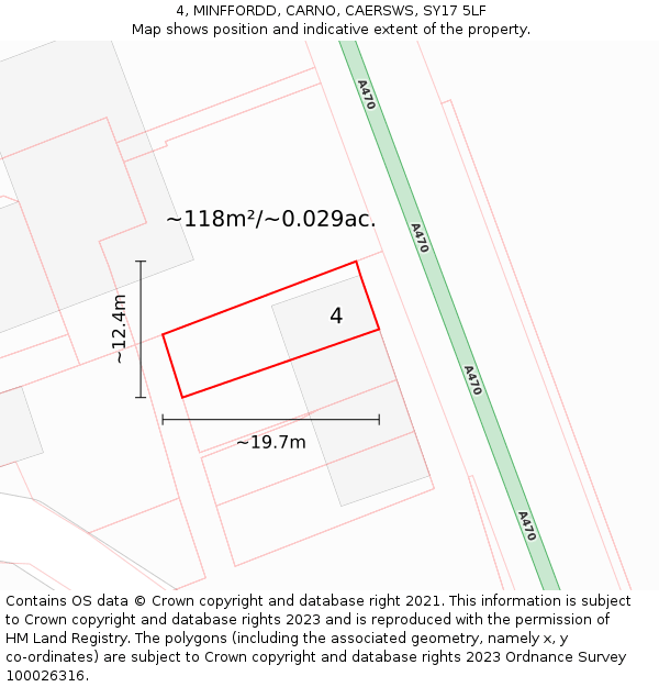 4, MINFFORDD, CARNO, CAERSWS, SY17 5LF: Plot and title map