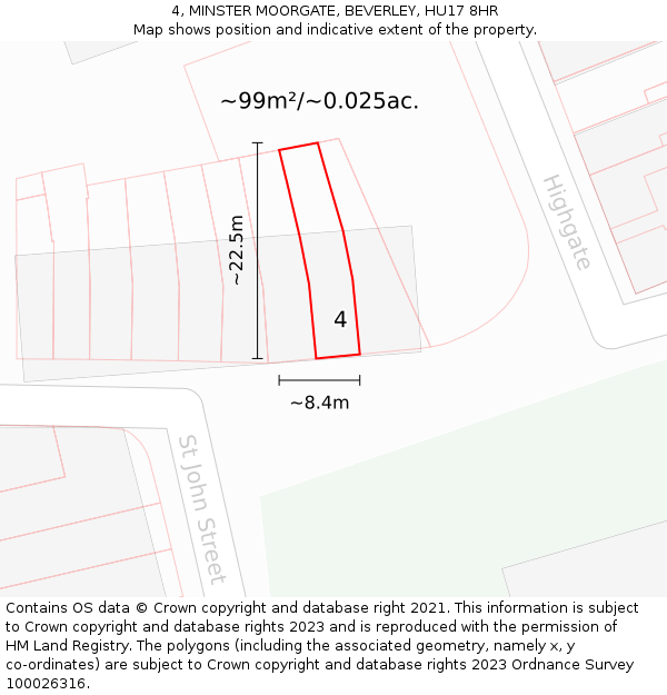 4, MINSTER MOORGATE, BEVERLEY, HU17 8HR: Plot and title map