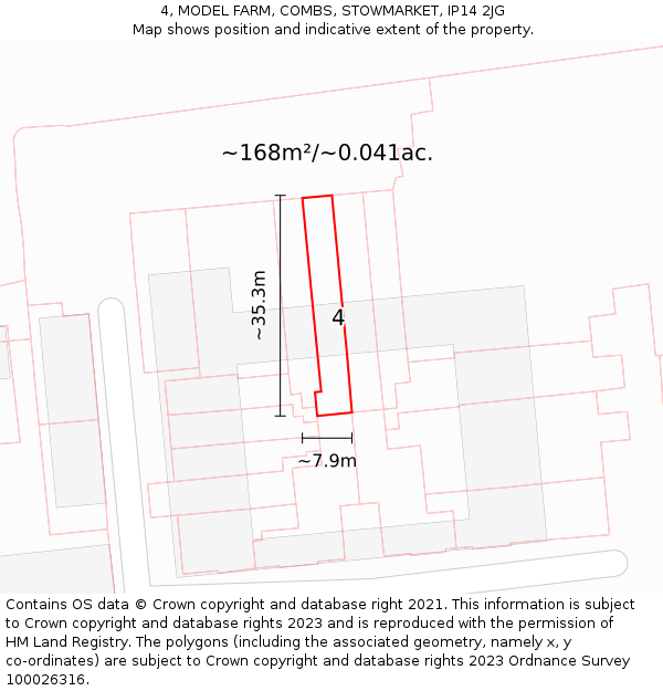 4, MODEL FARM, COMBS, STOWMARKET, IP14 2JG: Plot and title map