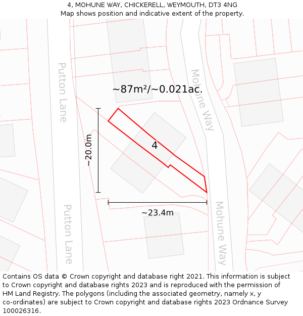 4, MOHUNE WAY, CHICKERELL, WEYMOUTH, DT3 4NG: Plot and title map
