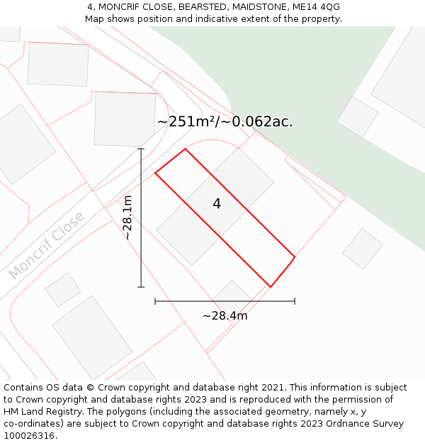 4, MONCRIF CLOSE, BEARSTED, MAIDSTONE, ME14 4QG: Plot and title map