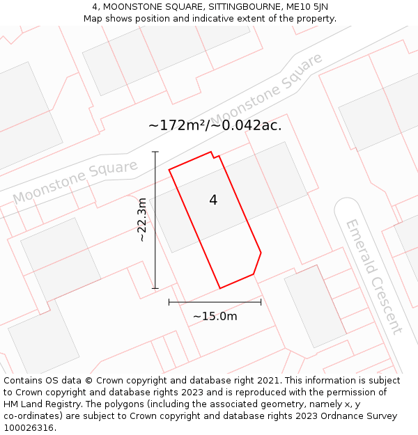 4, MOONSTONE SQUARE, SITTINGBOURNE, ME10 5JN: Plot and title map