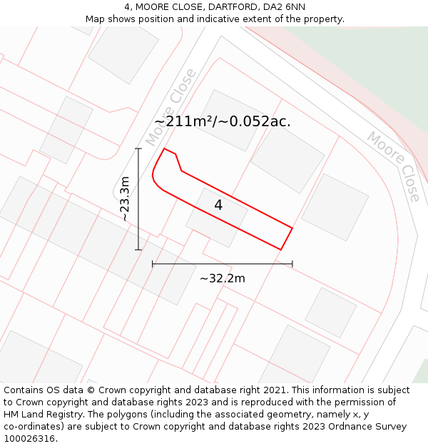 4, MOORE CLOSE, DARTFORD, DA2 6NN: Plot and title map