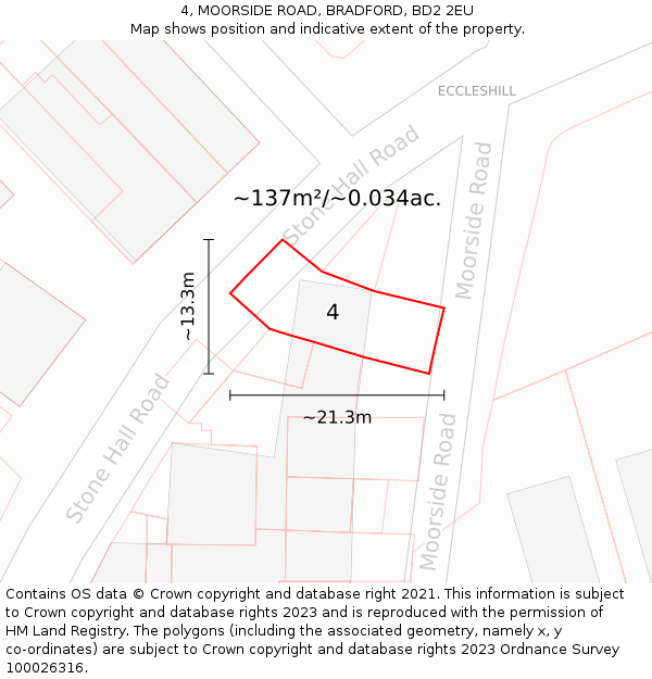 4, MOORSIDE ROAD, BRADFORD, BD2 2EU: Plot and title map
