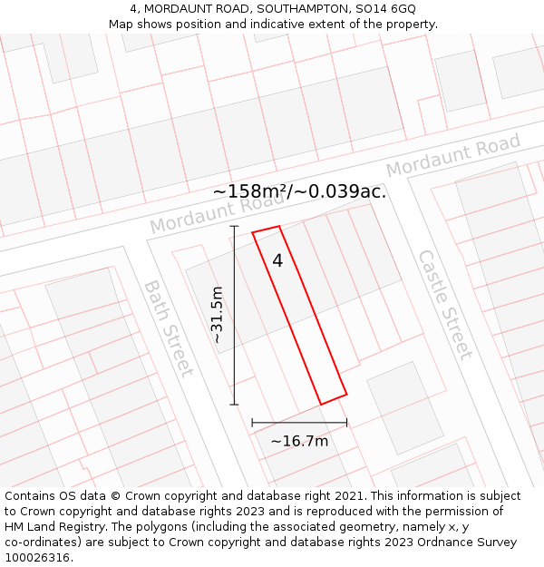 4, MORDAUNT ROAD, SOUTHAMPTON, SO14 6GQ: Plot and title map