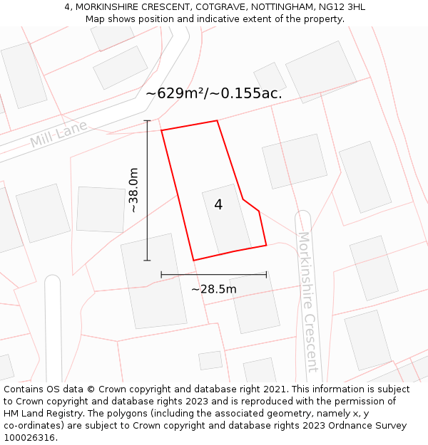 4, MORKINSHIRE CRESCENT, COTGRAVE, NOTTINGHAM, NG12 3HL: Plot and title map